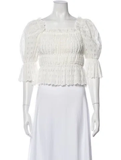 Pre-owned Lug Von Siga Square Neckline Long Sleeve Blouse In White