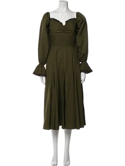 Pre-owned Lug Von Siga Square Neckline Midi Length Dress In Green