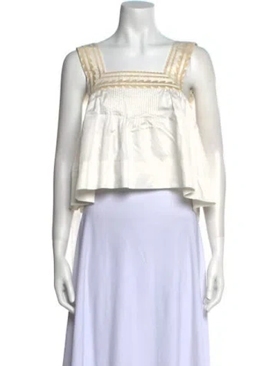 Pre-owned Lug Von Siga Square Neckline Sleeveless Crop Top In White