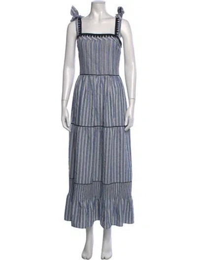 Pre-owned Lug Von Siga Striped Long Dress In Black/blue