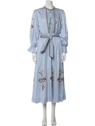 Pre-owned Lug Von Siga Striped Long Dress In Blue