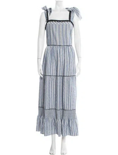 Pre-owned Lug Von Siga Striped Long Dress In Blue