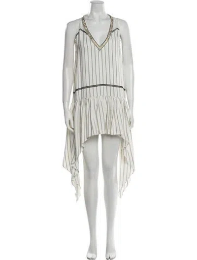 Pre-owned Lug Von Siga Striped Long Dress In White