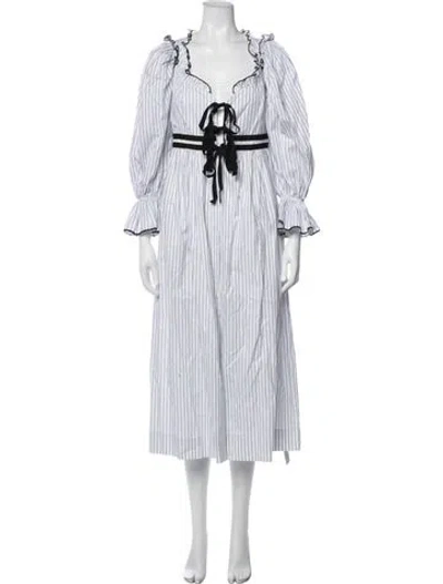 Pre-owned Lug Von Siga Striped Midi Length Dress In Blue/white