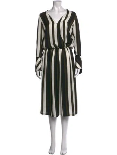 Pre-owned Lug Von Siga Striped Midi Length Dress In Green