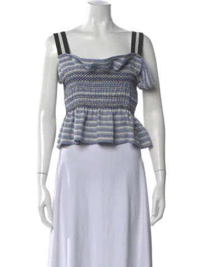 Pre-owned Lug Von Siga Striped Square Neckline Blouse In Blue