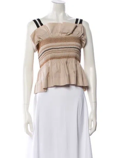 Pre-owned Lug Von Siga Striped Square Neckline Top In White