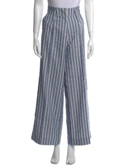 Pre-owned Lug Von Siga Striped Wide Leg Pants In Blue