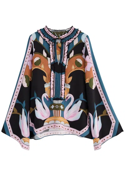 Lug Von Siga Tess Floral-print Satin Blouse In Multicoloured