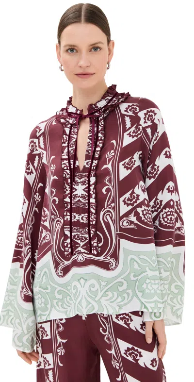 Lug Von Siga Tess Printed Satin Blouse In Red