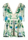 Lug Von Siga Linen Printed Viktoria Top In Green