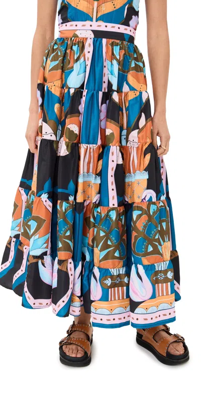 Lug Von Siga Viktoria Skirt Black/blue Multicolor Print