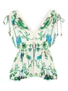 Lug Von Siga Linen Printed Viktoria Top In White