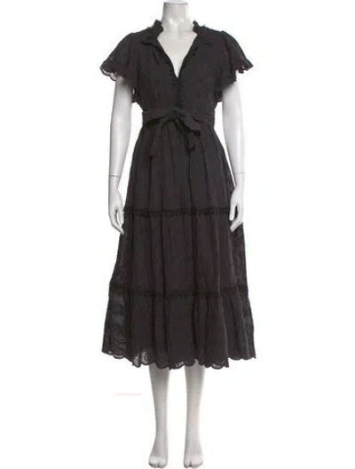 Pre-owned Lug Von Siga V-neck Long Dress In Black