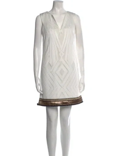 Pre-owned Lug Von Siga V-neck Mini Dress In White