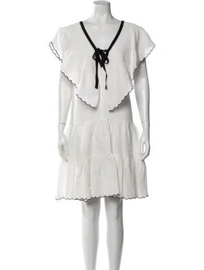 Pre-owned Lug Von Siga V-neck Mini Dress In White