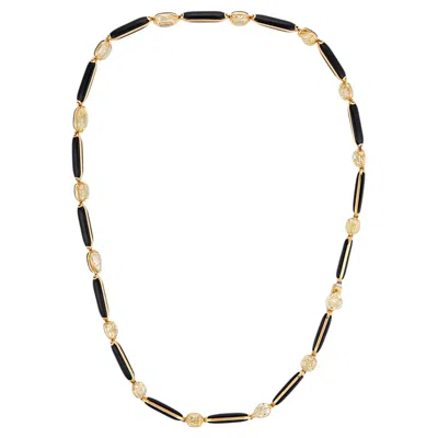 Pre-owned Lugano 15.70 Carat Total Weight Diamond 18k Yellow Gold Enamel Necklace