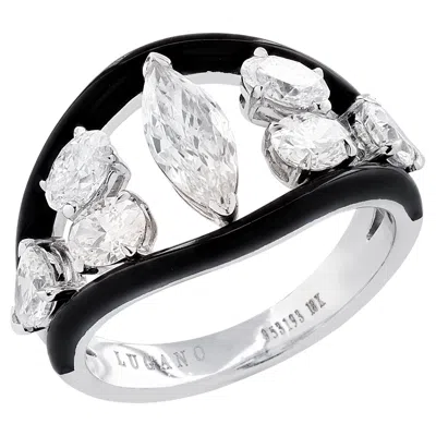 Pre-owned Lugano Ceramic & Diamond Band In Multi
