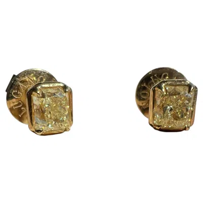 Pre-owned Lugano Diamonds Fancy Yellow Diamond Stud Earrings