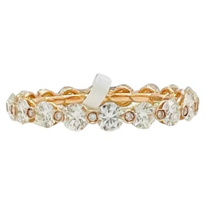 Pre-owned Lugano Estate  Round Diamond Eternity Band Ring In 18k Rose Gold In Red