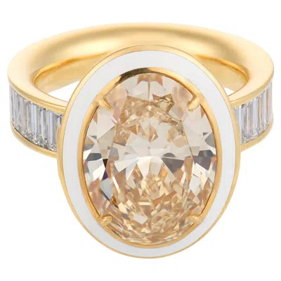 Pre-owned Lugano Gia 6.03 Carat Oval Cut Diamond 18k Yellow Gold Ring