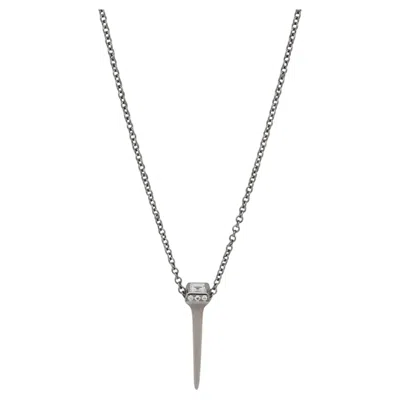 Pre-owned Lugano Kite Nail Diamond Pendant Necklace 18k White Gold Black Pvd 0.30ctw