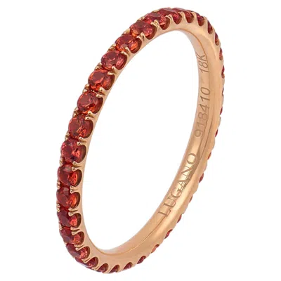 Pre-owned Lugano Mandarin Garnet 18k Rose Gold Eternity Band In Red