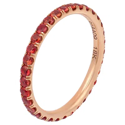 Pre-owned Lugano Mandarin Garnet 18k Rose Gold Eternity Band In Red