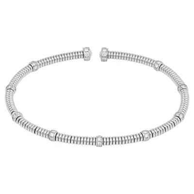 Pre-owned Lugano Modern  Rose Cut Diamond 18k White Gold Coil Bangle