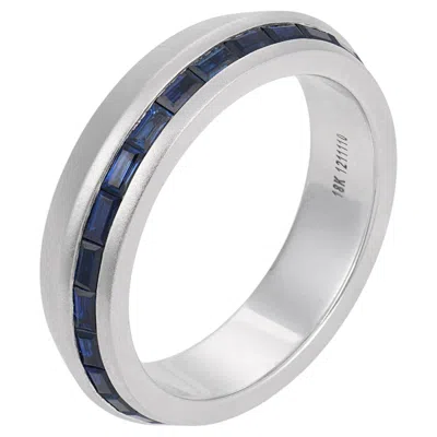 Pre-owned Lugano Sapphire 18k White Gold Eternity Band