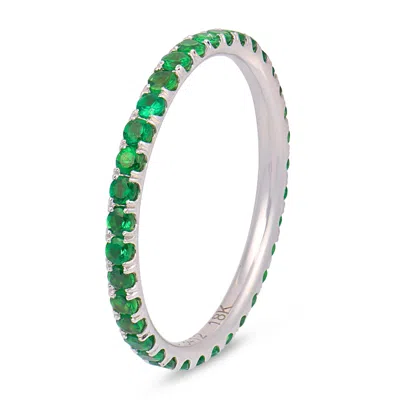 Pre-owned Lugano Tsavorite Garnet 18k White Gold Eternity Band