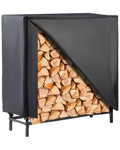 Lugo Heavy-duty Waterproof Outdoor Firewood Rack With Cover 4ft In Black