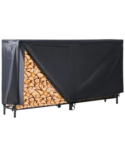 Lugo Heavy-duty Waterproof Outdoor Firewood Rack With Cover 8ft In Black
