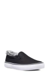 Lugz Clipper Faux Fur Slip-on Sneaker In Black/white