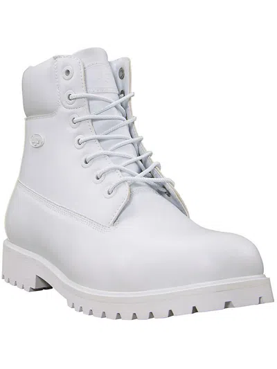 Lugz Convoy Mens Faux Leather Ankle Combat & Lace-up Boots In White