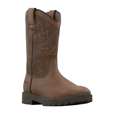 Lugz Cowboss Steel Toe Mens Block Heel Boots In Brown
