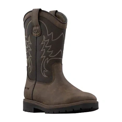 Lugz Cowboss Steel Toe Mens Block Heel Boots In Brown
