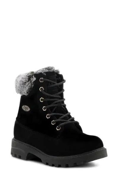 Lugz Empire High Faux Fur Lug Sole Boot In Black/black-charcoal