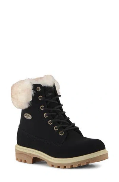 Lugz Empire High Faux Fur Lug Sole Boot In Black/cream/gum