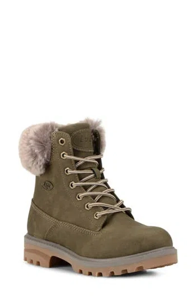 Lugz Empire High Faux Fur Lug Sole Boot In Green