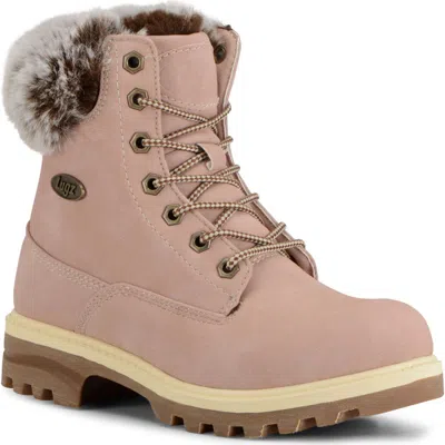 Lugz Empire High Faux Fur Lug Sole Boot In Soft Pink/bone/gum