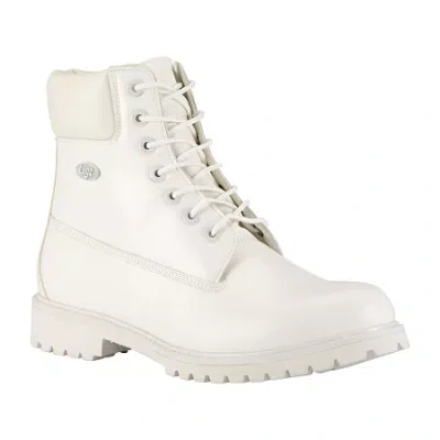 Lugz Mens Convoy Fleece Wide Block Heel Lace Up Boots In White