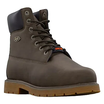 Lugz Mens Drifter 6 Steel Toe Slip Resistant Block Heel Work Boots In Brown