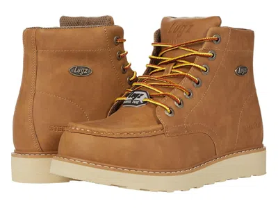 Lugz Monterey Steel Toe Men's Shoes Dark Cashew/cream: 6.5 E - Wide, Leather In Brown