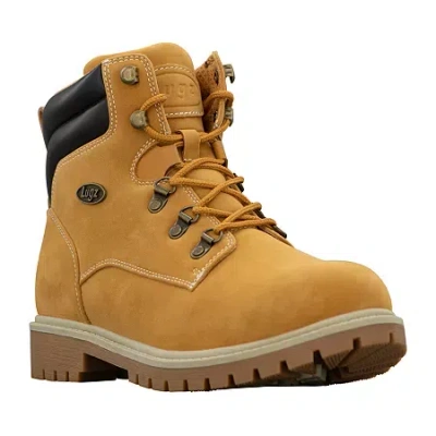 Lugz Scaffold Mens Flat Heel Lace Up Boots In Yellow