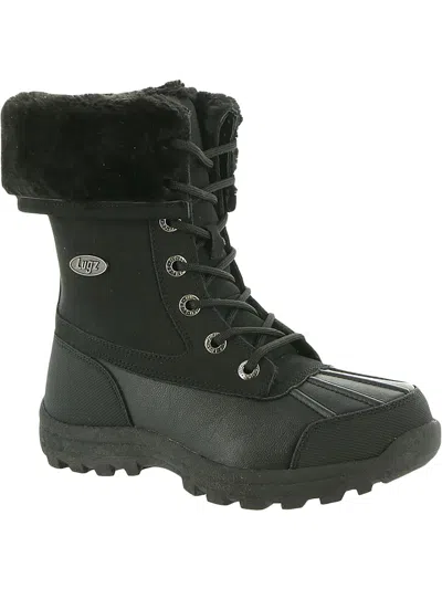 Lugz Tambora Womens Faux Leather Water Resistant Winter Boots In Black