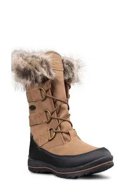 Lugz Tundra Faux Fur Lug Sole Boot In Roasted Cashew/brown/black