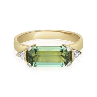 Lui Jewelry Women's Green / White / Gold Tourmaline Cholak Ring