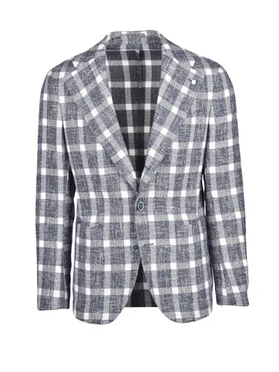 Luigi Bianchi Blazer Jacket Cotton Acrylic Linen - White/blue In Animal Print
