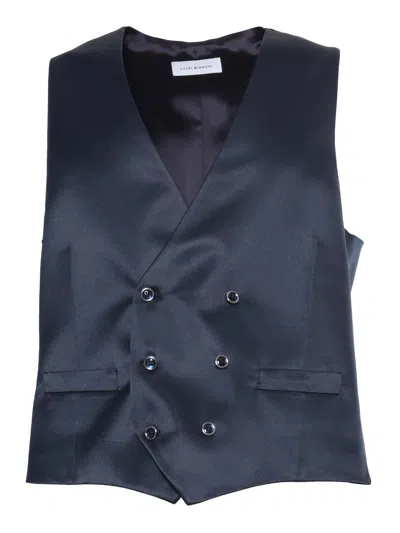 Luigi Bianchi Blue Double-breasted Vest